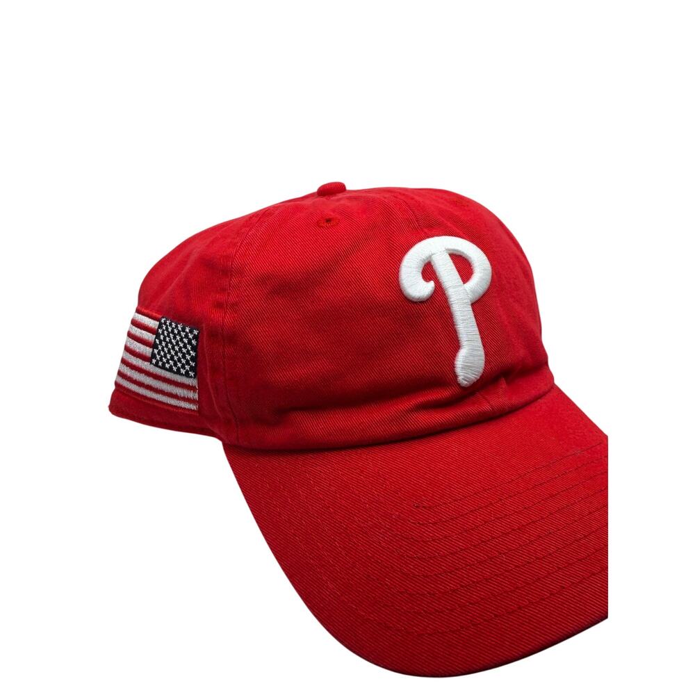Philadelphia Phillies MLB ’47 Red Adjustable Strapback Hat USA Flag One Size